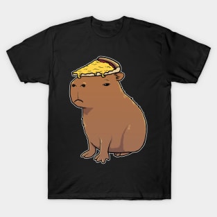 Capybara with a Cheese Pizza on its head T-Shirt
